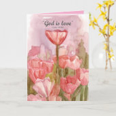 Happy Valentine's Day God is Love Scripture Tulips カード (黄色い花)