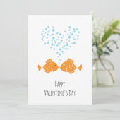 Happy Valentine's Day Golden Fishes Love Heart シーズンカード (スタンド正面)