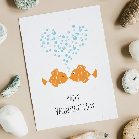 Happy Valentine's Day Golden Fishes Love Heart シーズンカード