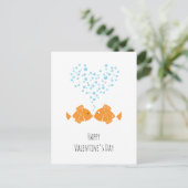 Happy Valentine's Day Golden Fishes Love Heart  シーズンポストカード (スタンド正面)