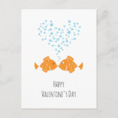 Happy Valentine's Day Golden Fishes Love Heart  シーズンポストカード (正面)