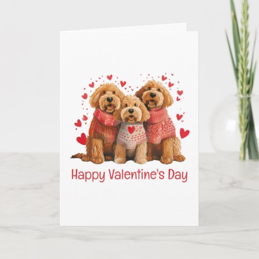 Happy Valentines Day Goldendoodle Dogs カード (正面)