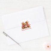 Happy Valentines Day Goldendoodle Dogs スクエアシール (封筒)