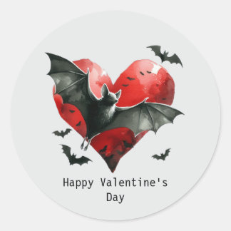 Happy Valentine's Day Gothic bat ラウンドシール