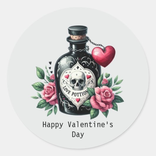 Happy Valentine's Day Gothic love potion ラウンドシール (正面)
