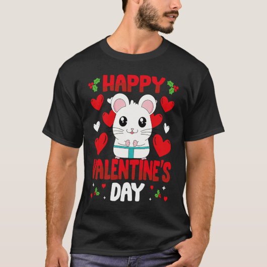 Happy Valentines Day Hamster Heart Love Animal Tシャツ (正面)