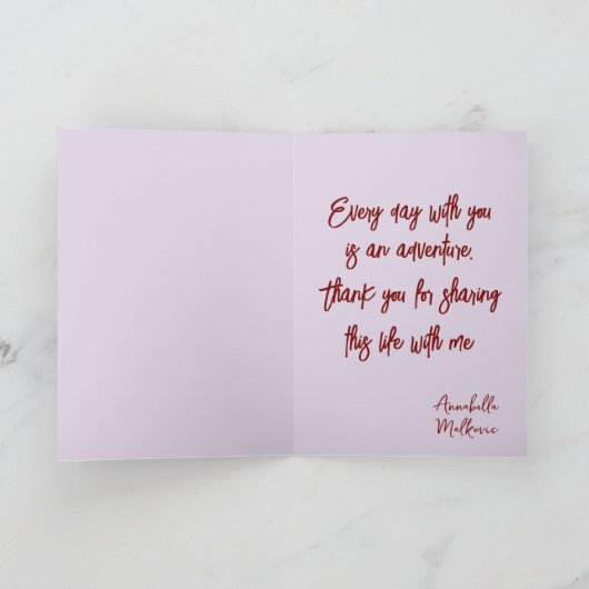 Happy Valentines day Heart and Roses Pink card カード (内部)