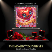 Happy Valentines Day Heart Character スクエア壁時計