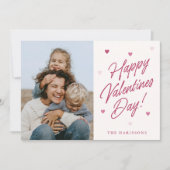 Happy Valentines Day Heart family Photo Card シーズンカード (正面)