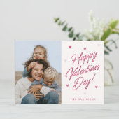 Happy Valentines Day Heart family Photo Card シーズンカード (スタンド正面)