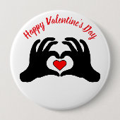 Happy Valentine's Day Heart Hands Button 缶バッジ (正面)