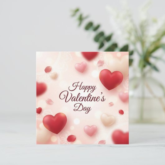 Happy Valentine's Day | Heart Personalized Photo カード (スタンド正面)