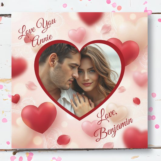 Happy Valentine's Day | Heart Personalized Photo カード