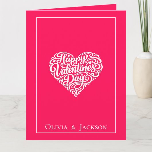 Happy Valentines Day Heart Shape Greeting Card カード (正面)