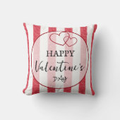 Happy Valentine's Day Heart Stripes クッション (正面)