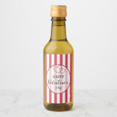 Happy Valentine's Day Heart Stripes ワインラベル (正面)