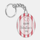 Happy Valentine's Day Heart Stripes Acrylic キーホルダー (正面左)