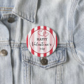Happy Valentine's Day Heart Stripes Button 缶バッジ (インサイチュ)