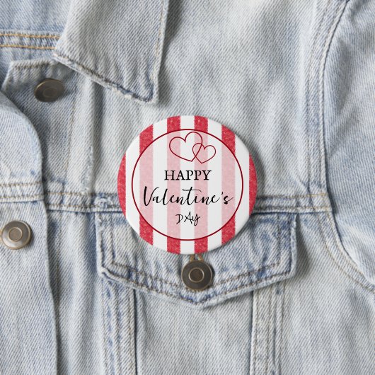 Happy Valentine's Day Heart Stripes Button 缶バッジ (インサイチュ)