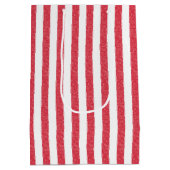 Happy Valentine's Day Heart Stripes Gift Bag ミディアムペーパーバッグ (裏面)