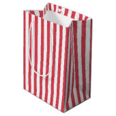 Happy Valentine's Day Heart Stripes Gift Bag ミディアムペーパーバッグ (裏面アングル)
