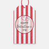 Happy Valentine's Day Heart Stripes Gift Tag ギフトタグ (正面)
