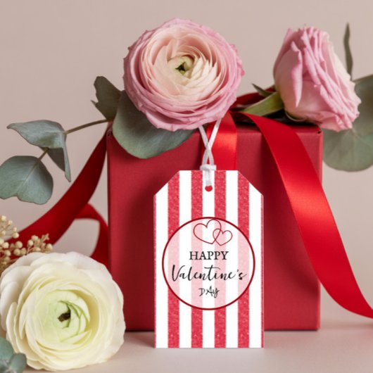 Happy Valentine's Day Heart Stripes Gift Tag ギフトタグ