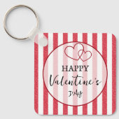 Happy Valentine's Day Heart Stripes Keychain キーホルダー (正面)