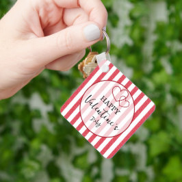 Happy Valentine's Day Heart Stripes Keychain キーホルダー