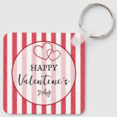 Happy Valentine's Day Heart Stripes Keychain キーホルダー (裏面)