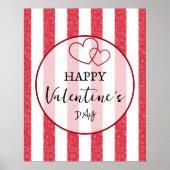 Happy Valentine's Day Heart Stripes Poster ポスター (正面)