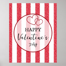 Happy Valentine's Day Heart Stripes Poster ポスター