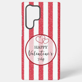 Happy Valentine's Day Heart Stripes Samsung Galaxy S22 Ultraケース