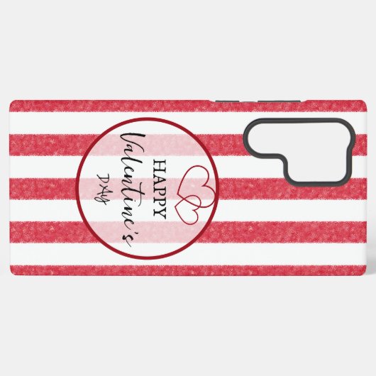Happy Valentine's Day Heart Stripes Samsung Galaxyケース (裏面横)