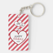 Happy Valentine's Day Hearts Chalk Stripes Acrylic キーホルダー (裏面)