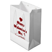 Happy Valentine's Day Hearts Cute Gift Bag ミディアムペーパーバッグ (正面アングル)