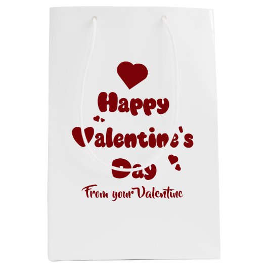 Happy Valentine's Day Hearts Cute Gift Bag ミディアムペーパーバッグ (正面)