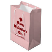 Happy Valentine's Day Hearts Cute Gift Bag ミディアムペーパーバッグ (正面アングル)