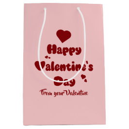 Happy Valentine's Day Hearts Cute Gift Bag ミディアムペーパーバッグ