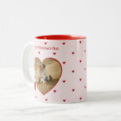 Happy Valentine's Day Hearts Red Pink Photo ツートーンマグカップ (正面左)