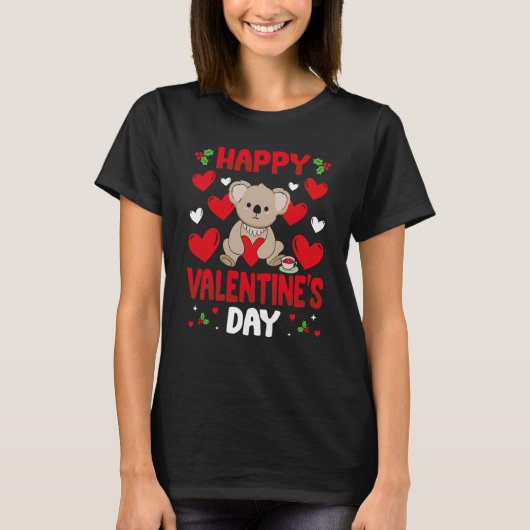Happy Valentines Day Koala Heart Love Animal Tシャツ (正面)
