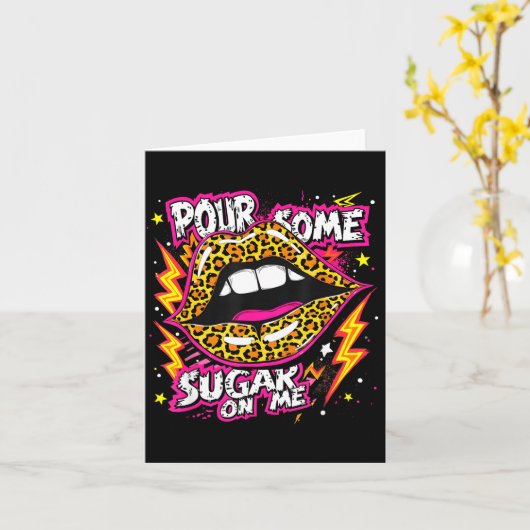 Happy Valentine's Day Leopard Lips Ur Some Sugar A カード (黄色い花)