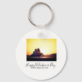 Happy Valentine's day love add name photo simple g キーホルダー