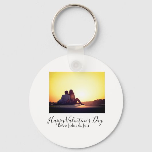 Happy Valentine's day love add name photo simple g キーホルダー (正面)