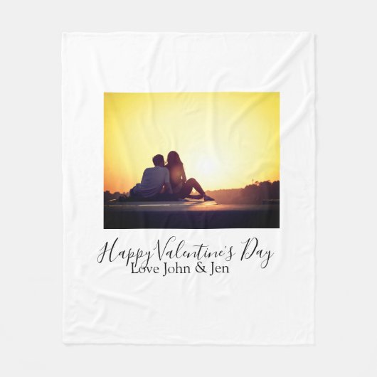 Happy Valentine's day love add name photo simple g フリースブランケット (正面)