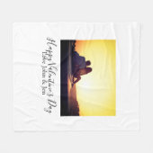 Happy Valentine's day love add name photo simple g フリースブランケット (正面(横))