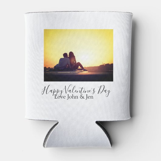 Happy Valentine's day love add name photo simple g 缶クーラー (正面)
