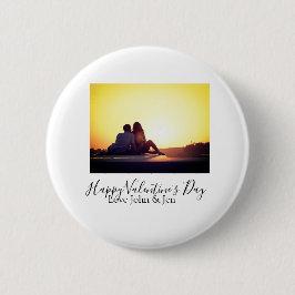 Happy Valentine's day love add name photo simple g 缶バッジ