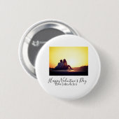 Happy Valentine's day love add name photo simple g 缶バッジ (正面&裏面)