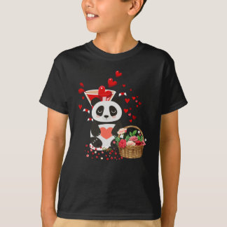 Happy Valentines Day Love Cute Panda Basket Tシャツ